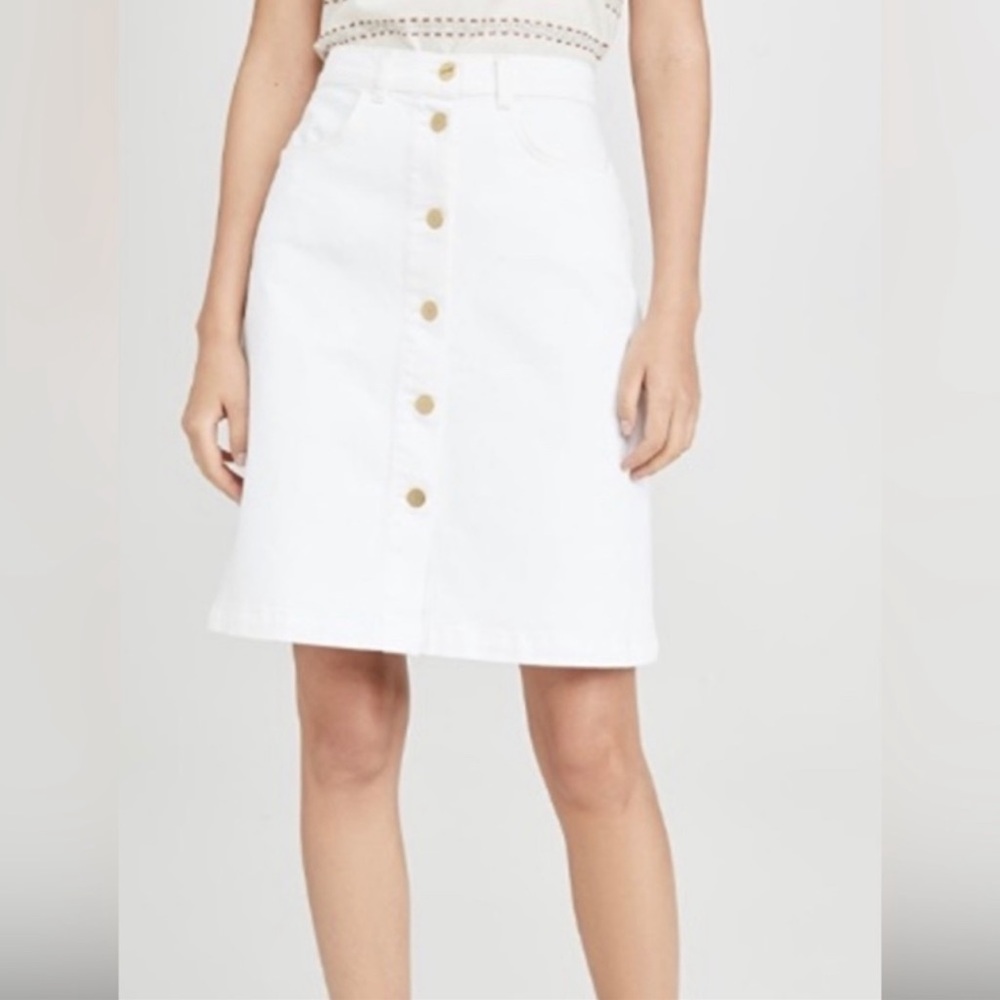 NWT Frame Denim Vintage Boot High Waist Skirt in Natural Size 24